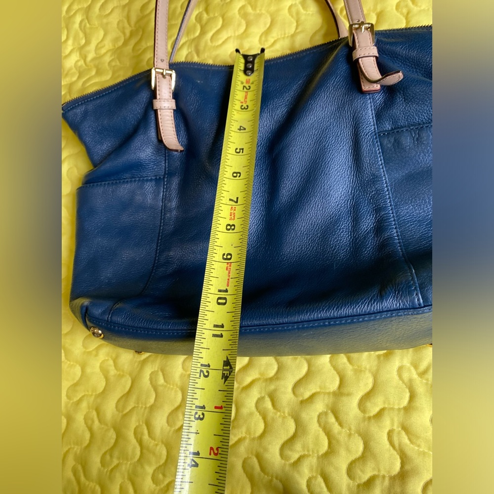 Michael Kors Leather Shoulder Tote Bag Navy Blue - Picture 5 of 16